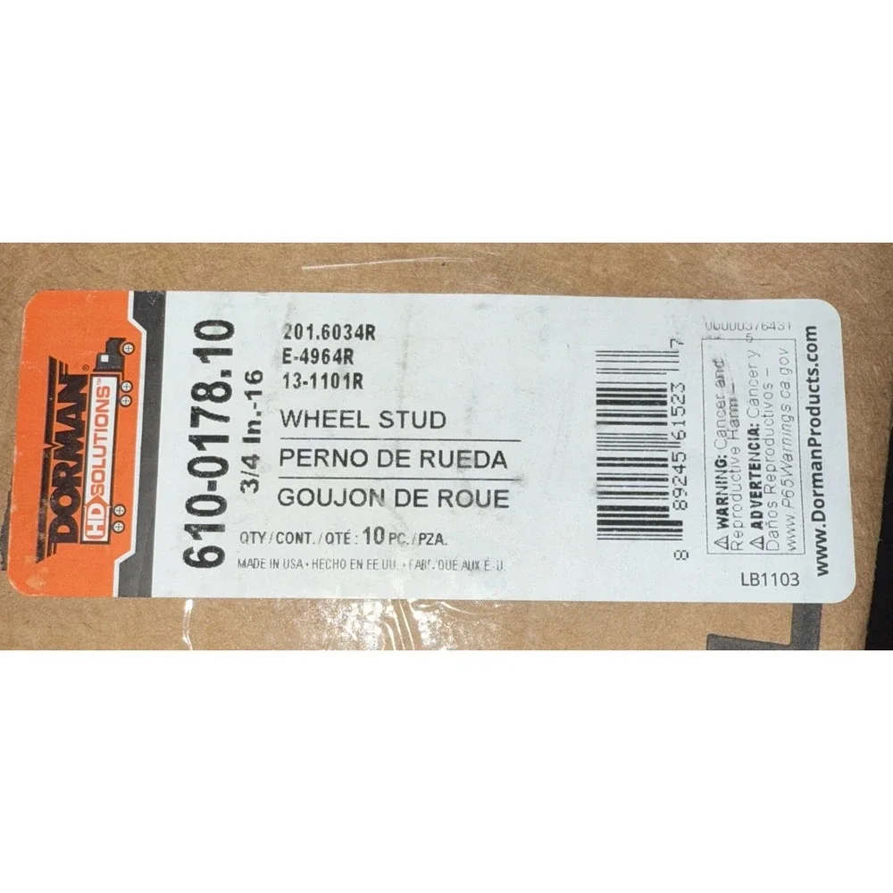 Dorman 610-0178.10 Serrated‎ Stud 3/4 In.- 16 - 0.813 In. Knurl 2.125 In. Length